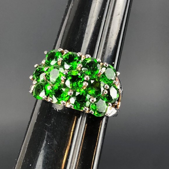 Green Rhinestone Ring Size 6 marked "925 China" - Picture 1 of 6